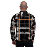 Mens Jackets, Black and Orange Tartan Style Bomber Jacket