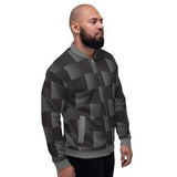 Mens Jackets, Black and Gray 3D Square Style Bomber Jacket