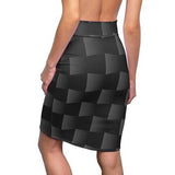 Womens Skirts, Black and Gray 3D Square Style Pencil Skirt