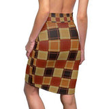 Womens Skirts, Brown Checker Board Style Pencil Skirt