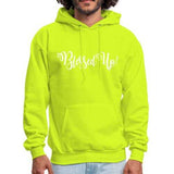 Mens Hoodies, Blessed Up White Graphic Text Classic Hooded Shirt