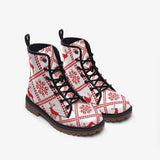 Leather Boots, Red and White Deer Style Martin Boots