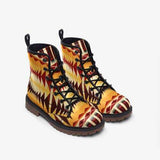 Leather Boots, Orange and Brown Geometric Style Boots
