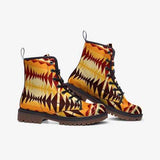 Leather Boots, Orange and Brown Geometric Style Boots