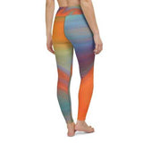 Womens Athletic Pants, Orange Swirl Black Seam Style High Waist Yoga Leggings