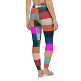 Womens Athletic Pants, Multicolor Block High Waist Yoga Leggings