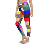 Womens Athletic Pants, Multicolor Block High Waist Yoga Leggings