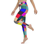 Womens Athletic Pants, Multicolor Block High Waist Yoga Leggings