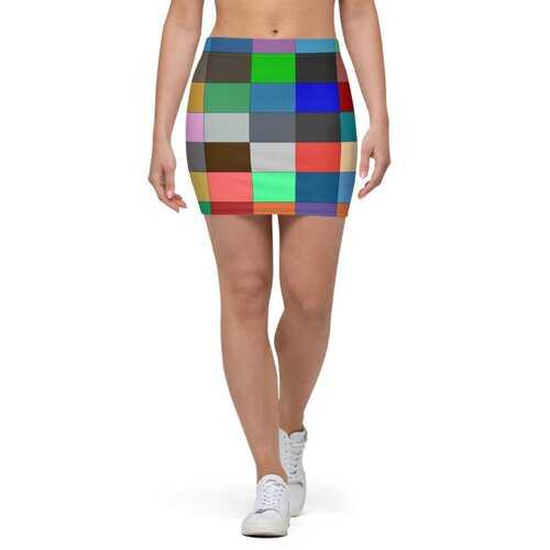 Womens Skirts, Multicolor Block Style Mini Skirt