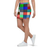 Womens Skirts, Multicolor Block Style Mini Skirt