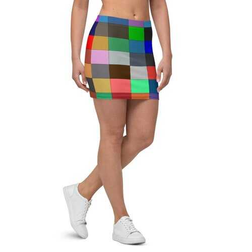 Womens Skirts, Multicolor Block Style Mini Skirt