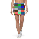 Womens Skirts, Multicolor Block Style Mini Skirt