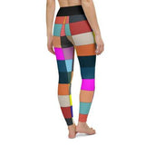 Womens Athletic Pants, Multicolor Block Black High Waist Style Yoga Leggings