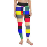 Womens Athletic Pants, Multicolor Block Black High Waist Style Yoga Leggings