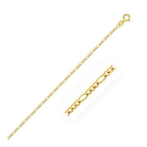 14k Yellow Gold Figaro Anklet 1.3mm, size 10''