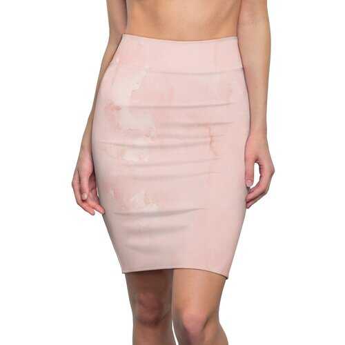 Womens Skirts, Peach Marble Graphic Style Pencil Skirt