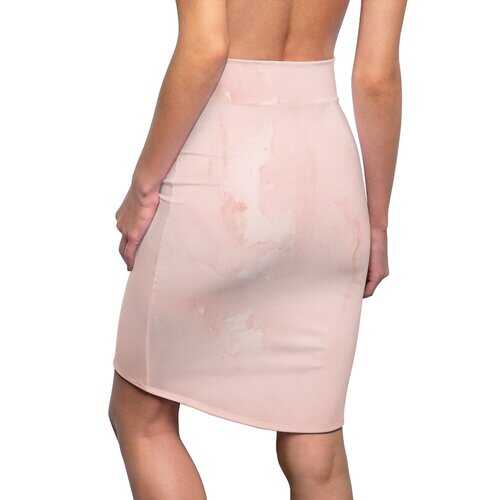 Womens Skirts, Peach Marble Graphic Style Pencil Skirt