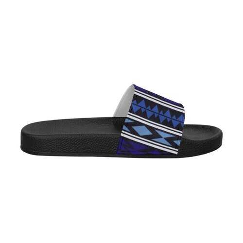 Flip-Flop Sandals, Dark Blue Aztec Style Women's Slides