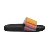 Flip-Flop Sandals, Yellow Multicolor Stripe Style Women's Slides