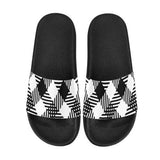 Flip-Flop Sandals, Black and White Plaid Style Women's Slides