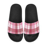 Flip-Flop Sandals, Pink and White Plaid Style Women's Slides