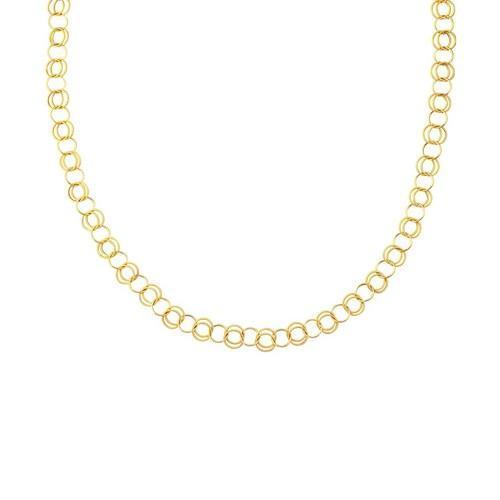 14k Yellow Gold Polished and Dual Textured Round Link Necklace, size 38''