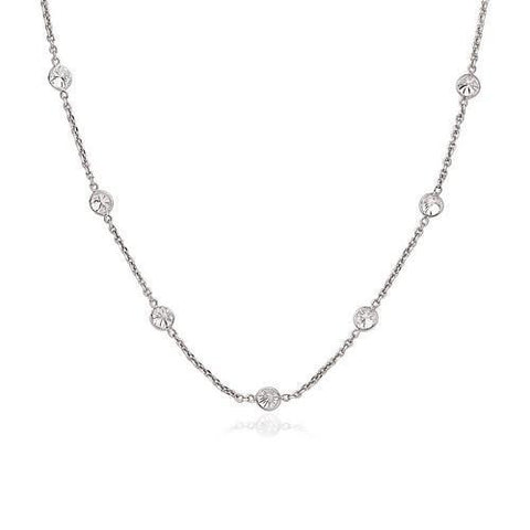 14k White Gold CZ By the Yard Long Links, size 16''