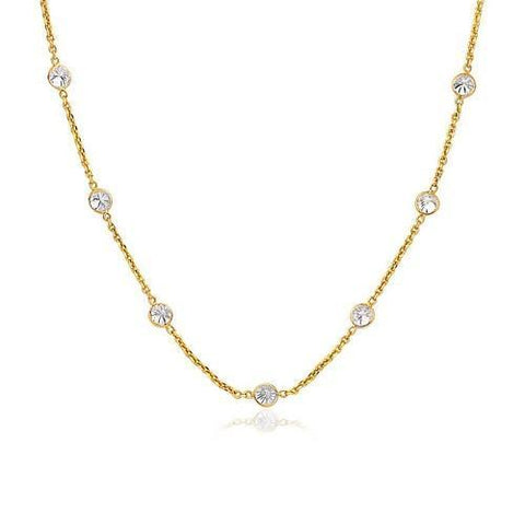 14k Yellow Gold CZ By the Yard Long Links, size 16''