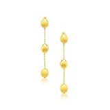 14k Yellow Gold Textured and Shiny Pebble Dangling Earrings