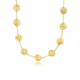 14k Yellow Gold Textured Disc Long Layering Necklace, size 38''