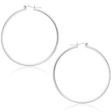 14k White Gold Polished Hoop Earrings (45 mm)