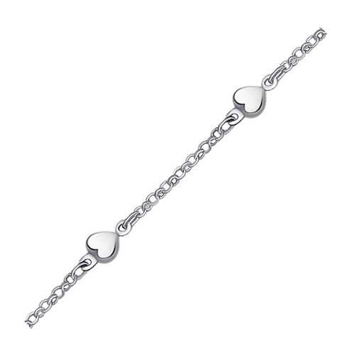 14k White Gold Anklet with Puffed Heart Design, size 10''