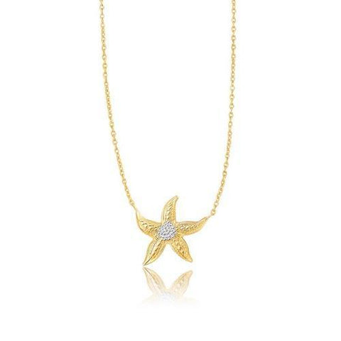 14k Two-Tone Gold Sea Life Starfish Necklace, size 18''