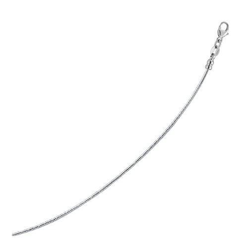 14k White Gold Necklace in a Round Omega Chain Style, size 16''