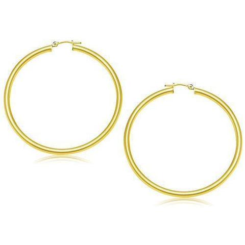 14k Yellow Gold Polished Hoop Earrings (50 mm)