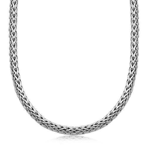 Oxidized Sterling Silver Wheat Style Chain Men's Necklace, size 22''