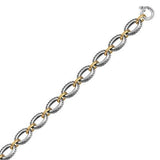 18k Yellow Gold and Sterling Silver Chain Necklace in a Cable Motif, size 18''