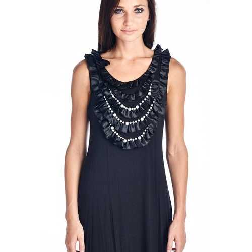 Women's Pearl Neck Trim Tank Dress