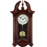 Bedford Clock Collection 26.5 Inch Chiming Pendulum Wall Clock in Colonial Mahogany Cherry Oak Finish