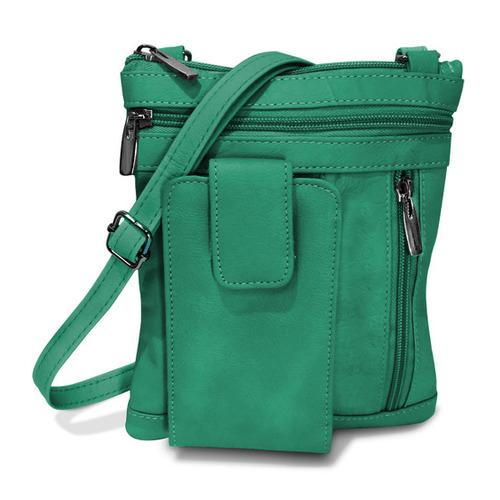 On The Go AFONiE Genuine Leather Messenger Bag- Green Color