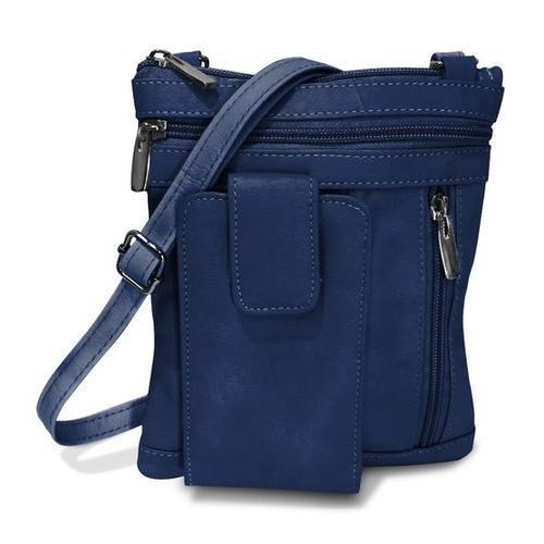 On The Go AFONiE Genuine Leather Messenger Bag-Navy Blue Color