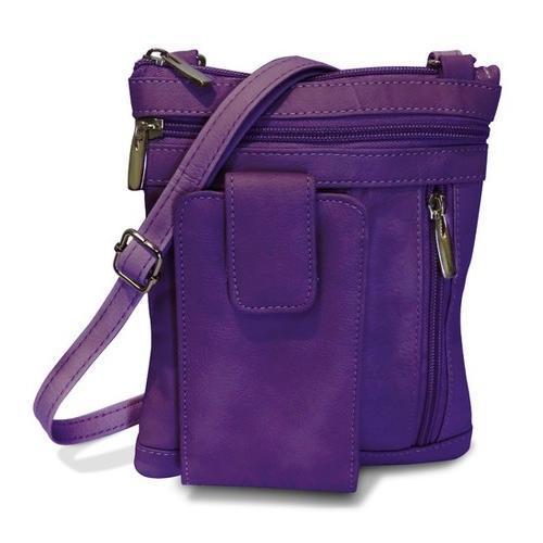 On The Go AFONiE Genuine Leather Messenger Bag-Purple Color