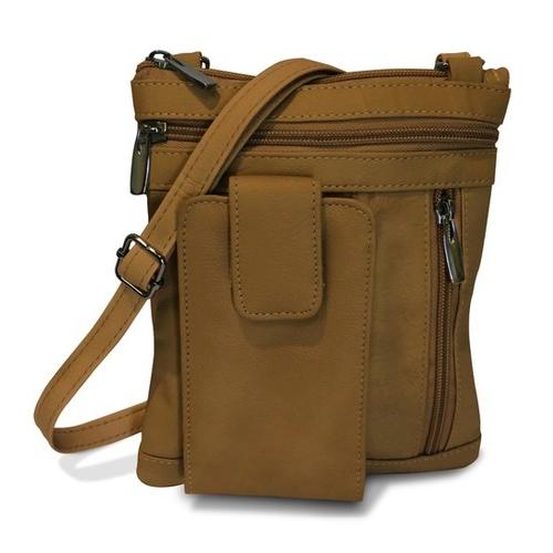On The Go AFONiE Genuine Leather Messenger Bag-Tan Color