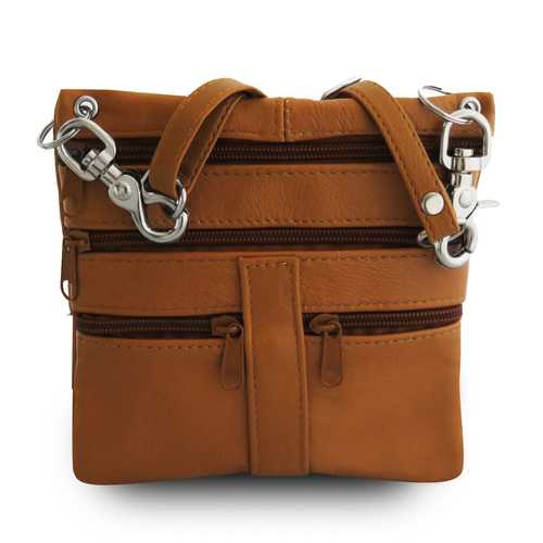 Multi Pockets Leather Messenger Bag-Tan Color