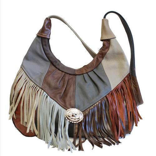 Patches Soft Leather Fring Hobo Purse