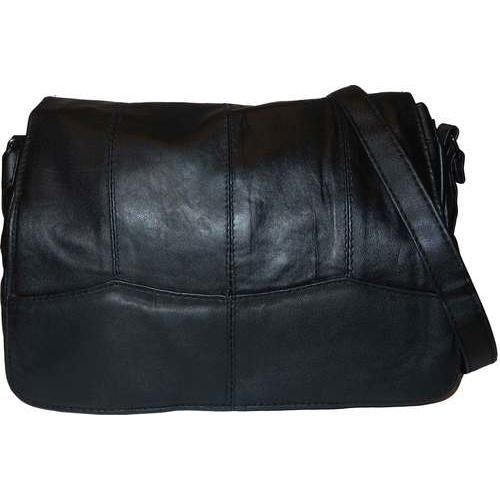 Black Leather Casual CrossBody Bag