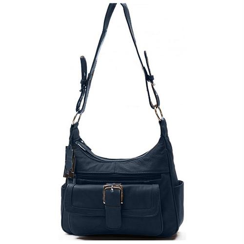 AFONiE Collection Timeless Navy Blue Genuine Leather Women Purse