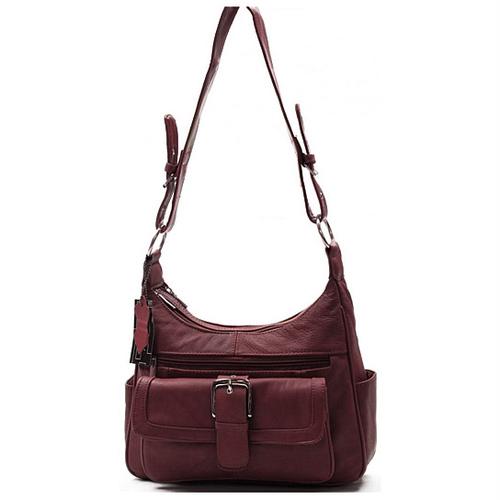 AFONiE Collection Timeless Genuine Leather Wine Color Women Purse