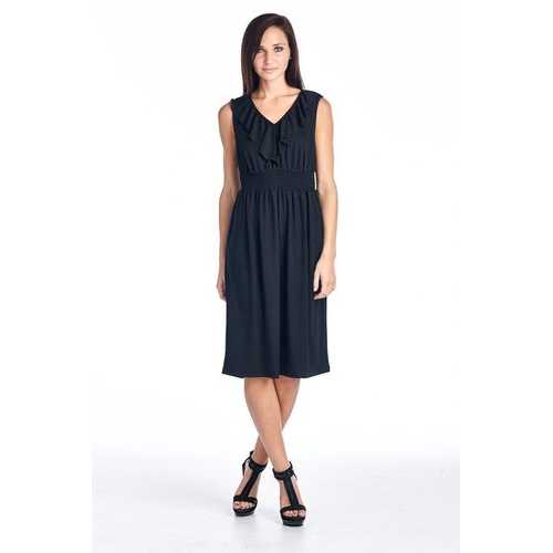 Women's Empire Waist Smocked Ruffle V-Neck Dress