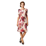 Women's 3/4 Three Quarter Sleeve Abstract Print Midi Dress